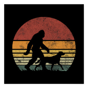Bigfoot Walking Labrador Retriever Dog Vintage  Poster