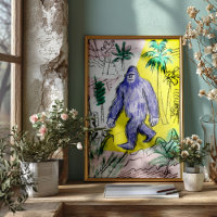 Bigfoot Walking Poster Print Wall Art