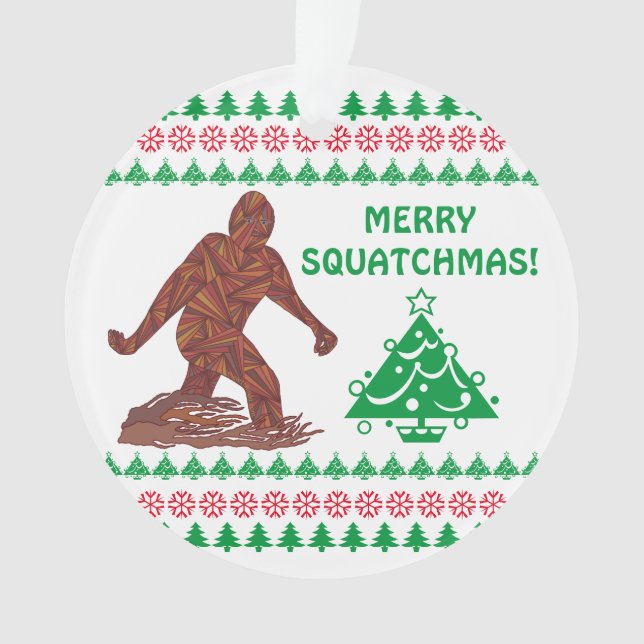 Bigfoot Walking Sasquatch Funny Christmas Cute Ornament (Front)