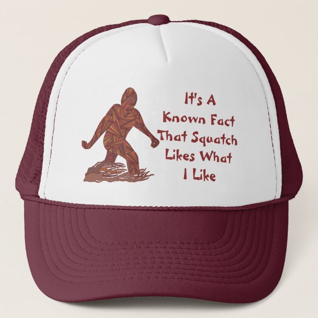 Bigfoot Walking Sasquatch Geeky Squatch Facts Trucker Hat (Front)