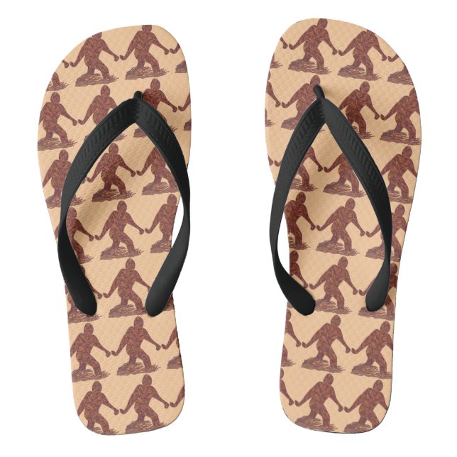 Bigfoot Walking Sasquatch Pattern Funny Footwear Thongs (Footbed)