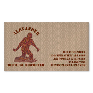 Bigfoot Walking Sasquatch Tan Pattern Custom Magnetic Business Card