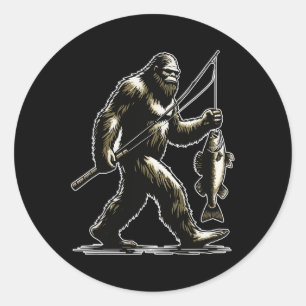 Bigfoot Walleye Hunting Angler Sasquatch Walleye F Classic Round Sticker