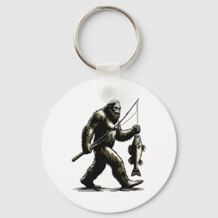 Bigfoot Walleye Hunting Angler Sasquatch Walleye F Key Ring