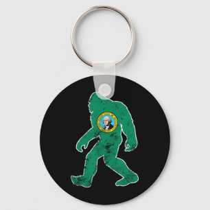 Bigfoot Washington Flag State Sasquatch Men Women Key Ring