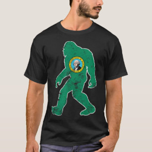 Bigfoot Washington Flag State Sasquatch Men Women T-Shirt