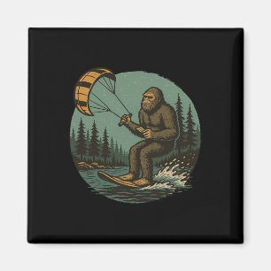 Bigfoot Water Paragliding Vintage Funny Sasquatch  Magnet