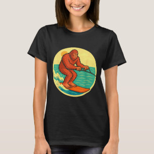 Bigfoot water skiing vintage cryptid beach graphic T-Shirt