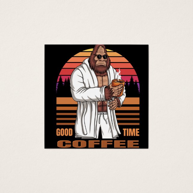 bigfoot wearing a bath robe and relaxing drink cof (Front)