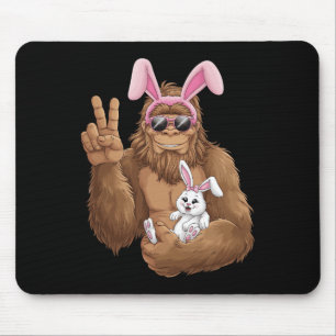 Bigfoot Wearing Bunny Ears Hugging Rabbit Easter E Mouse Pad