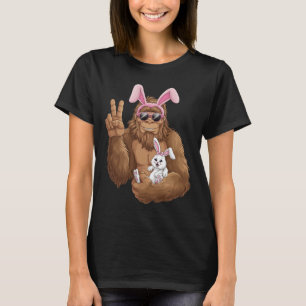 Bigfoot Wearing Bunny Ears Hugging Rabbit Easter E T-Shirt