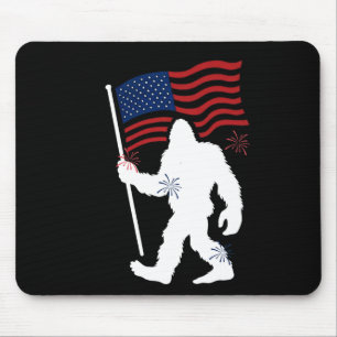 Bigfoot With American Flag Funny 4th Of July For H Mouse Pad