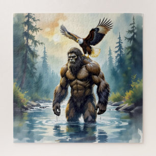 Bigfoot with an Eagle on his Shoulder  Jigsaw Puzzle