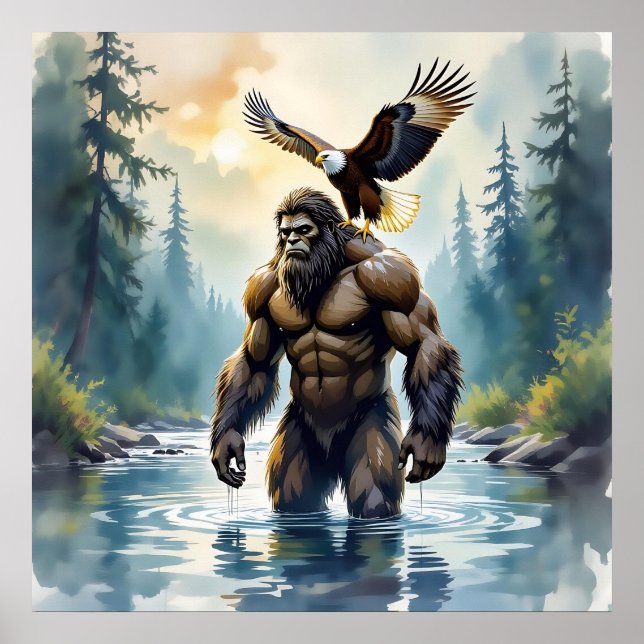 Bigfoot with an Eagle on his Shoulder  Poster (Front)