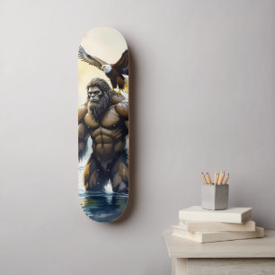 Bigfoot with an Eagle on his Shoulder  Skateboard