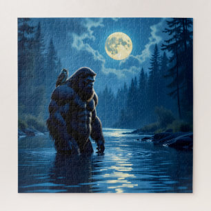 Bigfoot with an Owl on his Shoulder  Jigsaw Puzzle