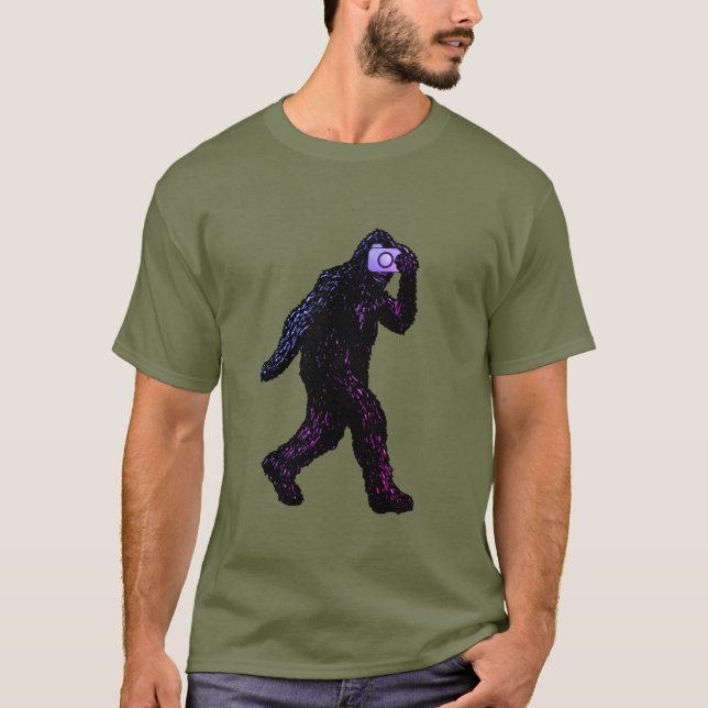 Bigfoot with Camera - Funny Photography Selfie T-S T-Shirt (Front)