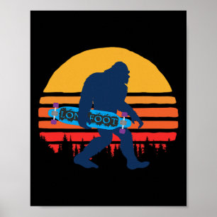 Bigfoot With Longboard - Skateboarding Poster