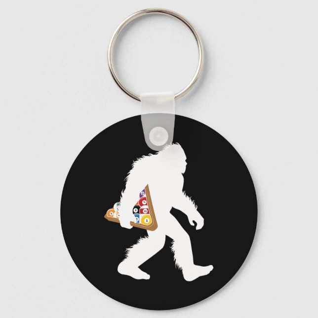Bigfoot With Pool Cryptid Snooker Sasquatch Billia Key Ring (Front)