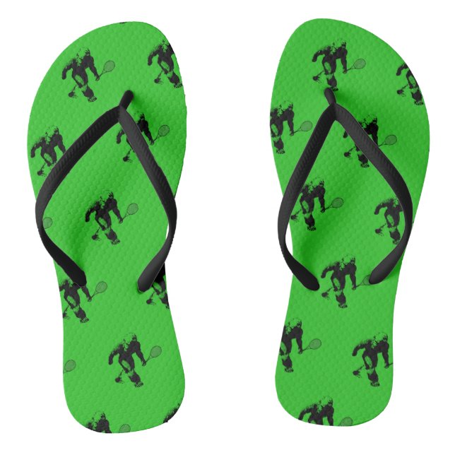 Bigfoot with Tennis Racquet Pattern on Green Thongs (Footbed)