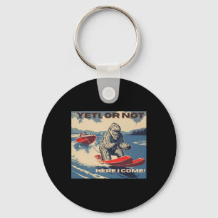 Bigfoot, Yeti On Water Skis, Water Skiing Key Ring