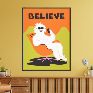 Bigfoot Yeti retro mod pop art cellphone Canvas Print