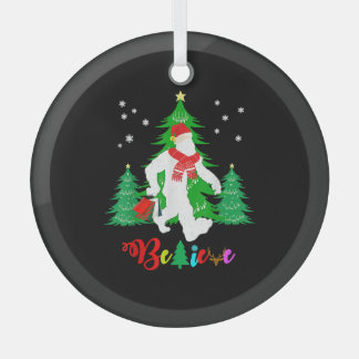 Bigfoot Yeti Sasquatch Christmas Believe Christmas Glass Tree Decoration
