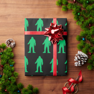 Bigfoot Yeti Sasquatch Neon Green Wrapping Paper