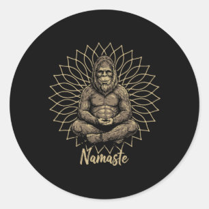 Bigfoot Yoga Namaste Meditating Zen Design Classic Round Sticker