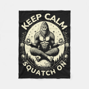 Bigfoot Yoga Pose Funny Sasquatch Keep Calm Squatc Fleece Blanket