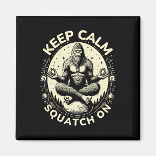 Bigfoot Yoga Pose Funny Sasquatch Keep Calm Squatc Magnet