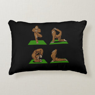 Bigfoot Zen Yoga Poses Funny Fantasy Decorative Cushion