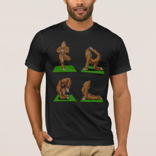 Bigfoot Zen Yoga Poses Funny Fantasy T-Shirt