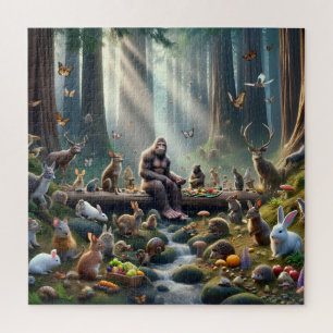Bigfoot's Forest Picnic Woodland Animals Nature Jigsaw Puzzle