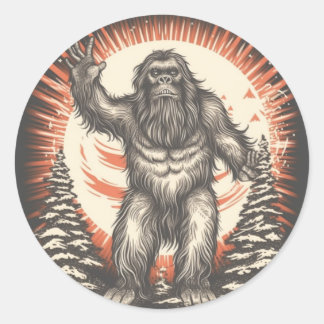 Bigfoot's Patriotic Reverie Classic Round Sticker