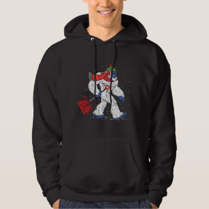Bigfoot's Winter Struggles: Shoveling Through Snow Hoodie
