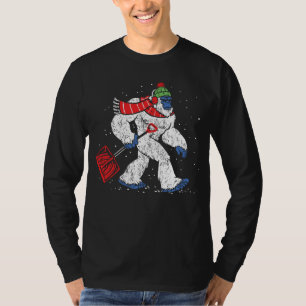 Bigfoot's Winter Struggles: Shoveling Through Snow T-Shirt