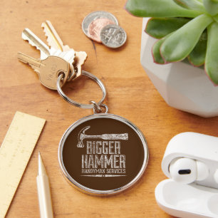 Bigger Hammer Handyman Services White Gfx Brown BG Key Ring