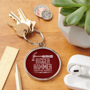 Bigger Hammer Handyman Services White Gfx Red BG Key Ring