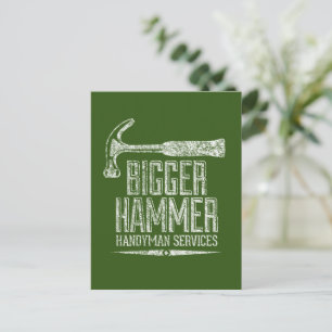 Bigger Hammer Handyman Services White Green Vert Postcard