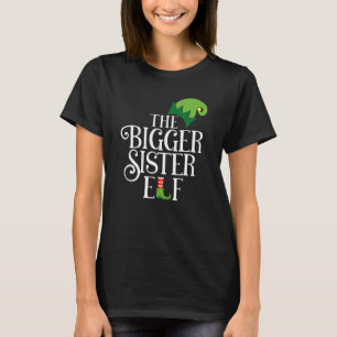 Bigger Sister Elf Matching Family Group Christmas T-Shirt