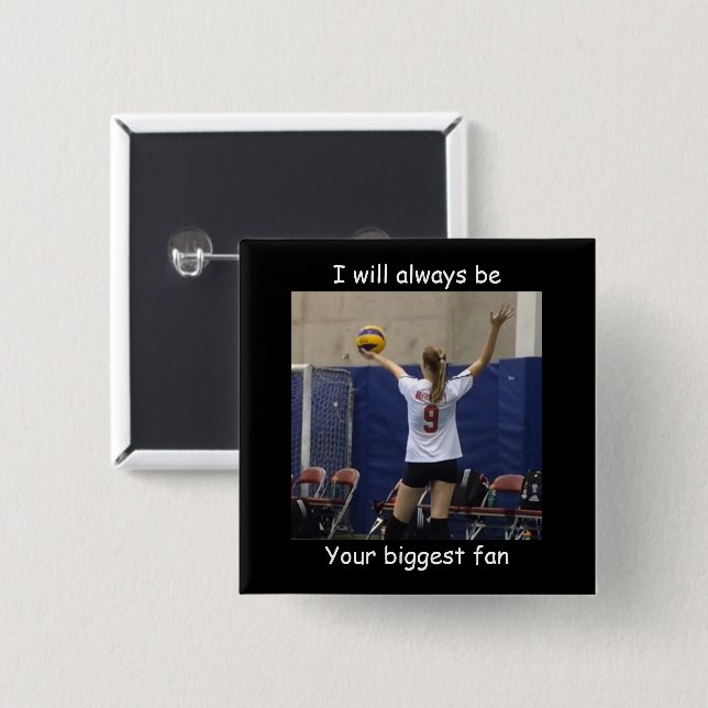 Biggest Fan Custom Photo 15 Cm Square Badge (Front & Back)
