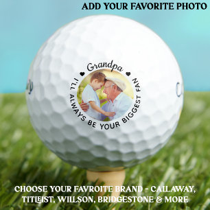 Biggest Fan - GRANDPA - Golfer Personalised Photo Golf Balls