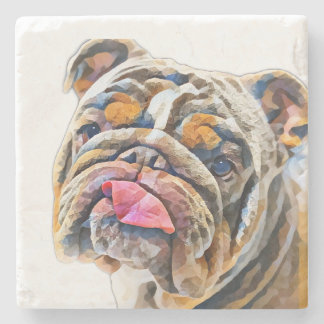 Biggie the Bulldog Animal Gram  Stone Coaster