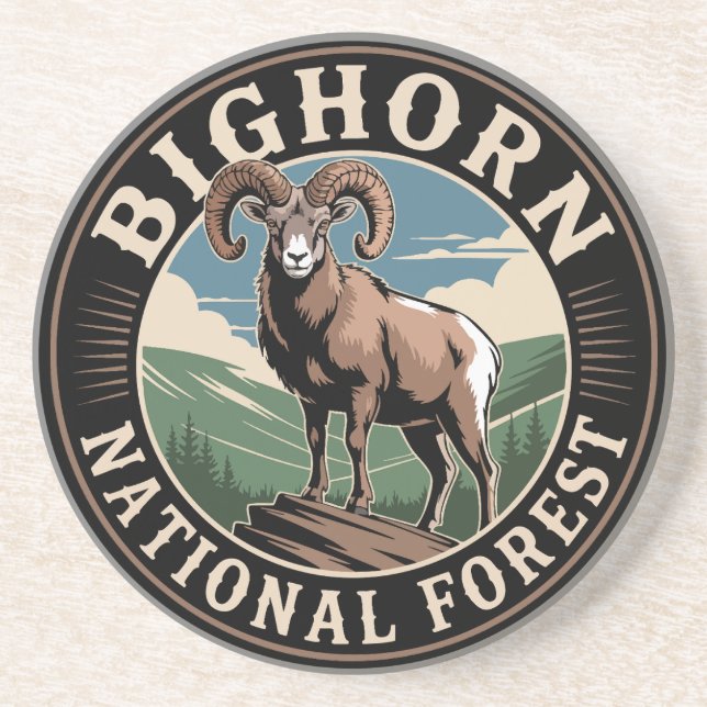 Bighorn National Forest Bighorn Sheep Coaster (Front)
