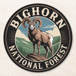 Bighorn National Forest Bighorn Sheep Round Paper Coaster