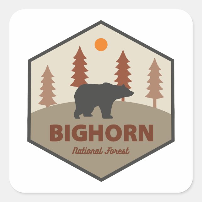 Bighorn National Forest Wyoming Bear Square Sticker (Front)