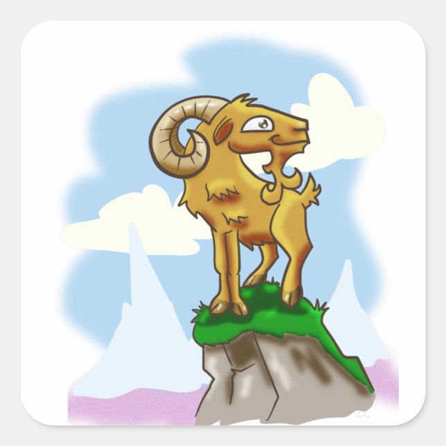Bighorn Ram Square Sticker (Front)