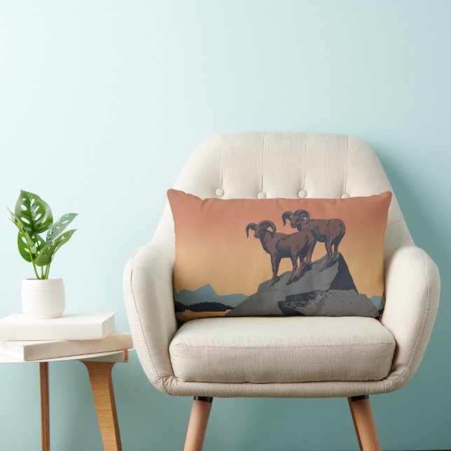 Bighorn Sheep American West Wildlife Lumbar Cushion (Chair)
