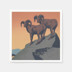 Bighorn Sheep American West Wildlife Napkin